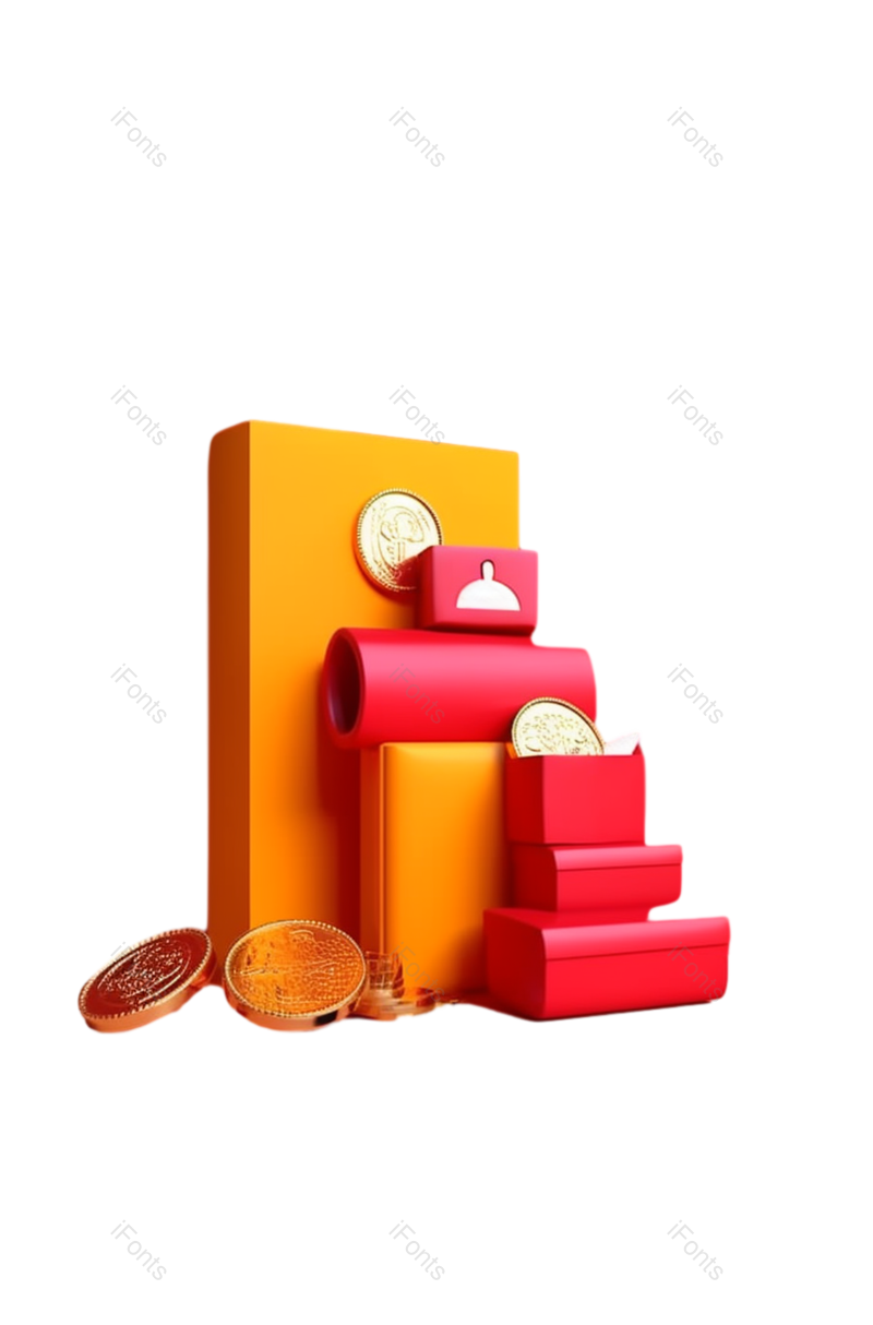 插画图片,水果元素,硬币PNG,红包免抠素材